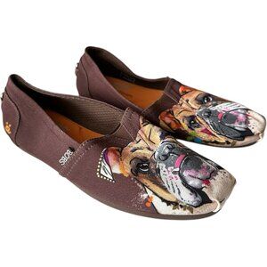 Bobs for Dogs Shoe Women 8 Bulldog Memory Foam Arch Pillow Canvas Fabric Slip On